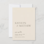 Save The Date Script moderne beige Whimsical Mariage bohème (Devant)