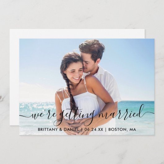 Save The Date Script Moderne Branché Se Marier Enregistrer La Da (Devant / Derrière)