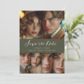 Save The Date Script moderne Collage photo Olive Green (Debout devant)