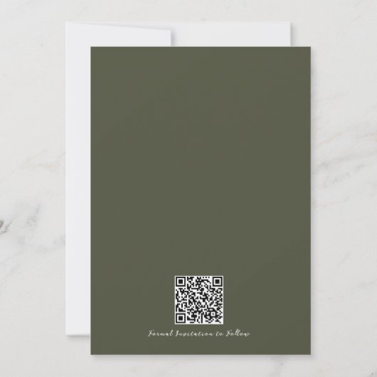 Save The Date Script moderne Collage photo Olive Green (Dos)