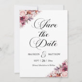 Save The Date Script moderne Dusty rose Boho Floral Enregistrer  (Devant)