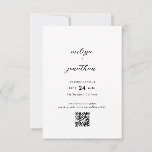 Save The Date Script moderne élégant Full Photo QR code Mariage (Dos)