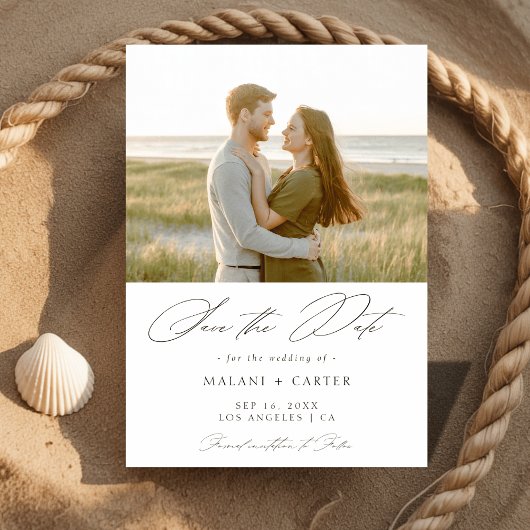 Save The Date Script moderne élégant Plage côtière Mariage photo