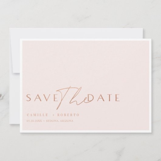 Save The Date Script moderne & élégant rose & Rose Blush Gold (Devant)