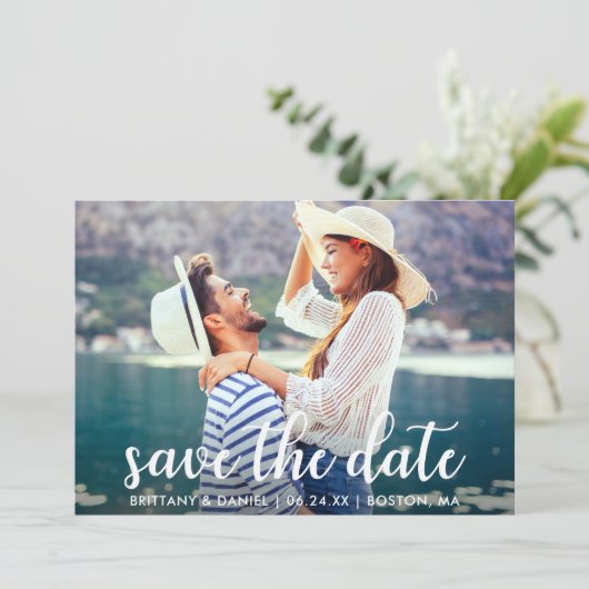 Save The Date Script moderne | Enregistrer La Date Annonce Photo (Debout devant)