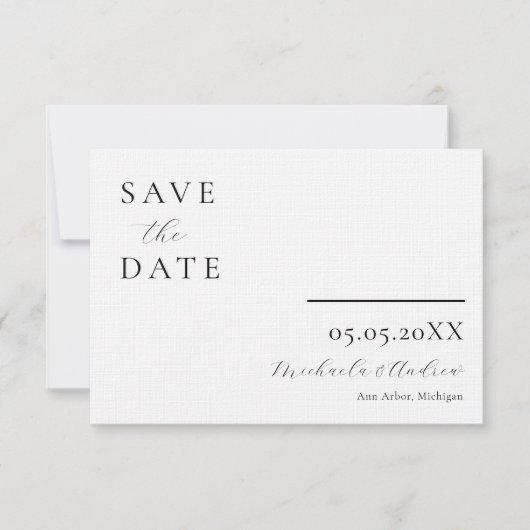Save The Date Script moderne Enregistrer la date, Photo à l'arri (Devant)