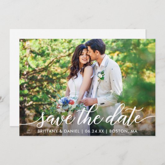 Save The Date Script Moderne Enregistrer La Date Photo W Card (Devant / Derrière)