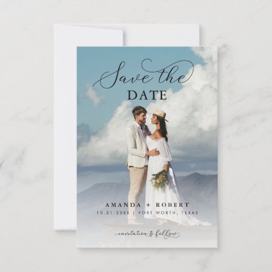 Save The Date Script moderne et photo Mariage simple (Devant)