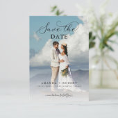 Save The Date Script moderne et photo Mariage simple (Debout devant)