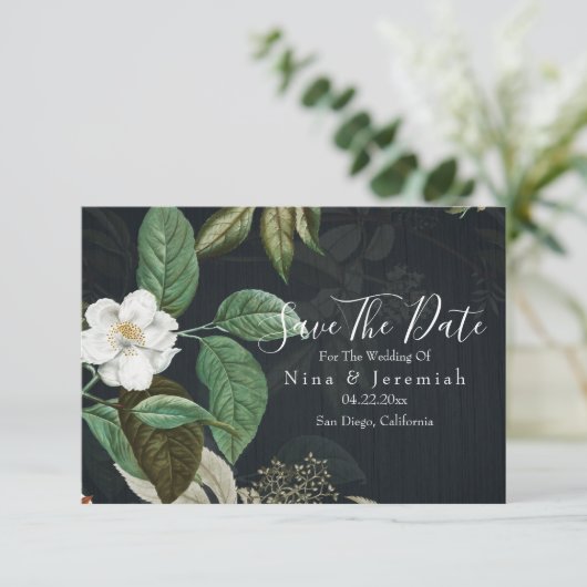 Save The Date Script moderne Floral Magnolia (Debout devant)