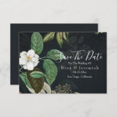 Save The Date Script moderne Floral Magnolia (Devant / Derrière)