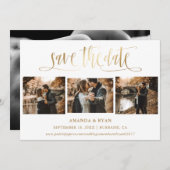 Save The Date Script Moderne Gold Mariage Photo Enregistrer la d (Devant / Derrière)