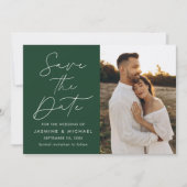 Save The Date Script moderne Green 2 Photo (Devant)