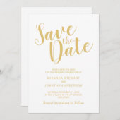 Save The Date Script moderne mariage blanc et or Enregistrer la  (Devant / Derrière)