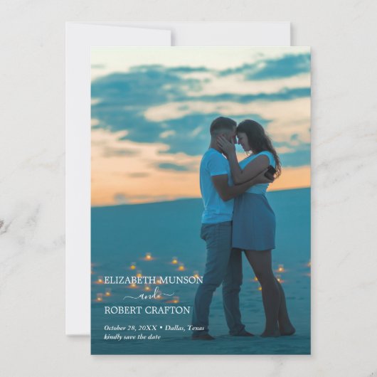 Save The Date Script moderne mariage photo Enregistrer la date (Devant)