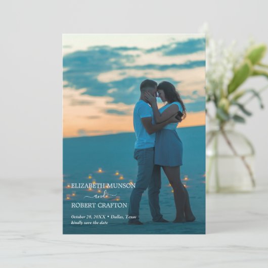 Save The Date Script moderne mariage photo Enregistrer la date (Debout devant)