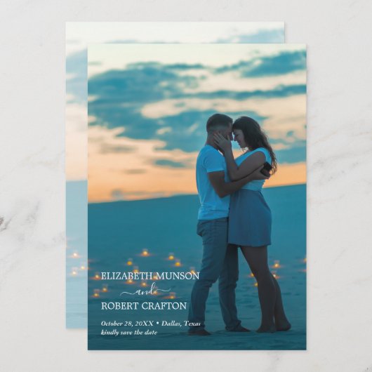 Save The Date Script moderne mariage photo Enregistrer la date (Devant / Derrière)