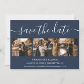 Save The Date Script Moderne Marine Bleu 4 Photo Enregistrer la  (Devant)