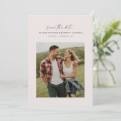 Save The Date Script moderne minimal rose poudré photo (Debout devant)