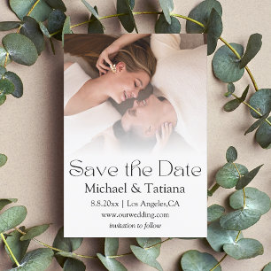 Save The Date script moderne minimaliste élégant photo délavée