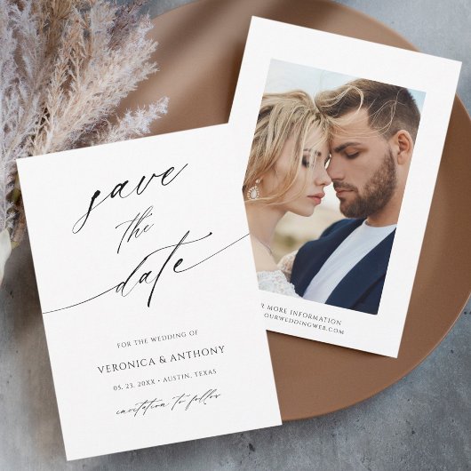 Save The Date Script moderne noir & blanc photo