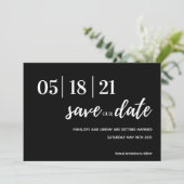 Save The Date script moderne noir et blanc enregistrer la date (Debout devant)