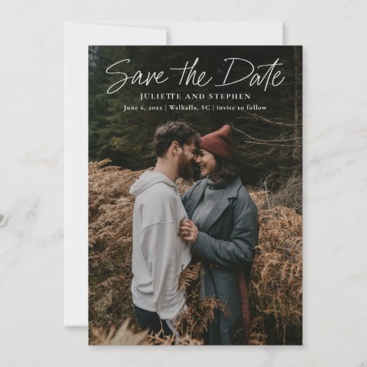 Save The Date Script moderne Photo Mariage simple (Devant)