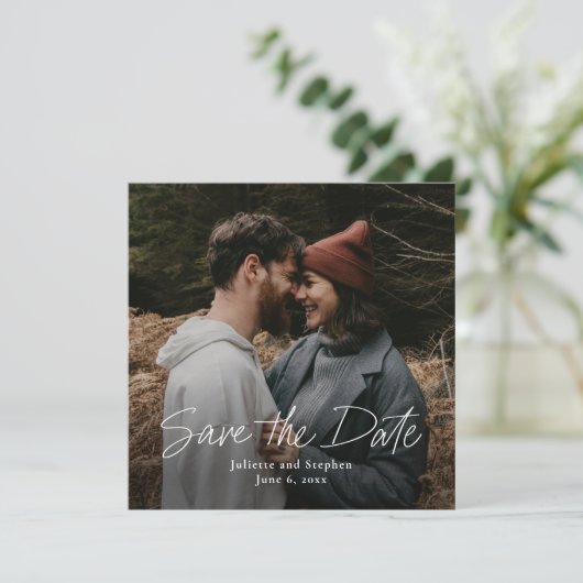 Save The Date Script moderne Photo Mariage simple (Debout devant)