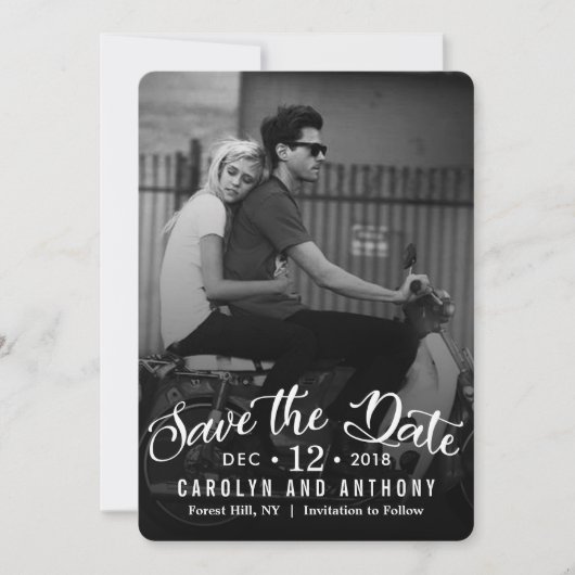 Save The Date Script moderne | Photo Personnalisée Enregistrer L (Devant)