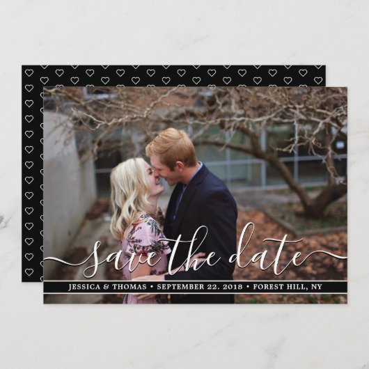 Save The Date Script moderne | Photo Personnalisée Enregistrer L (Devant / Derrière)