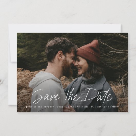 Save The Date Script moderne Photo simple (Devant)