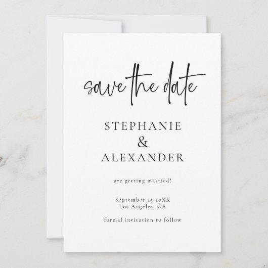 Save The Date Script moderne QR Code Mariage N'importe quelle co (Devant)