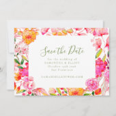 Save The Date Script moderne rose Orange Fleurs Mariage (Devant)