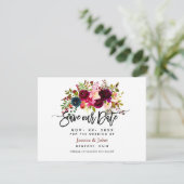 Save The Date Script moderne Sauvez notre date, Fleurs aquarelle (Debout devant)