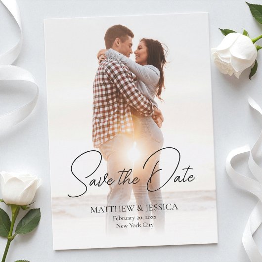Save The Date Script moderne Simple 2 Photo Mariage QR Code