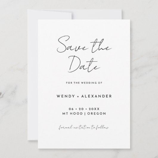 Save The Date Script moderne simple blanc (Devant)
