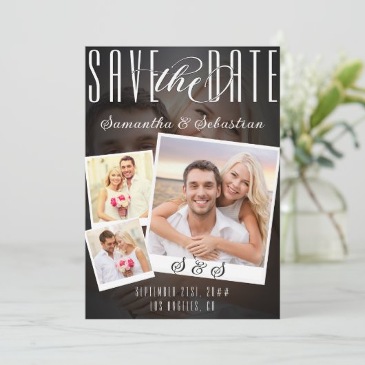 Save The Date Script moderne tendance 3 Photo QR CODE Enregistre (Debout devant)