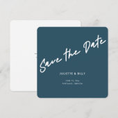 Save The Date Script moderne Turquoise Bleu Vert Carré (Devant / Derrière)
