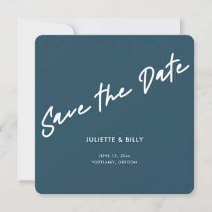 Save The Date Script moderne Turquoise Bleu Vert Carré