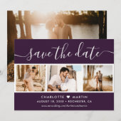 Save The Date Script moderne violet Mariage 4 photo (Devant / Derrière)
