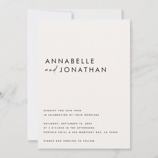 Save The Date Script noir crème moderne minima contemporain sa (Devant)