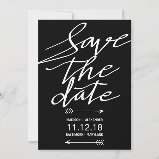 Save The Date Script Noir Et Blanc Moderne Simple Enregistrer La (Devant)