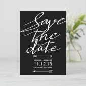 Save The Date Script Noir Et Blanc Moderne Simple Enregistrer La (Debout devant)