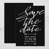 Save The Date Script Noir Et Blanc Moderne Simple Enregistrer La (Devant / Derrière)
