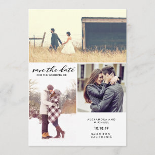 Save The Date Script noir et blanc Photo moderne Enregistrer la