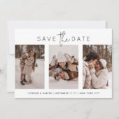 Save The Date Script noir moderne 3 Multi Photo Collage (Devant)