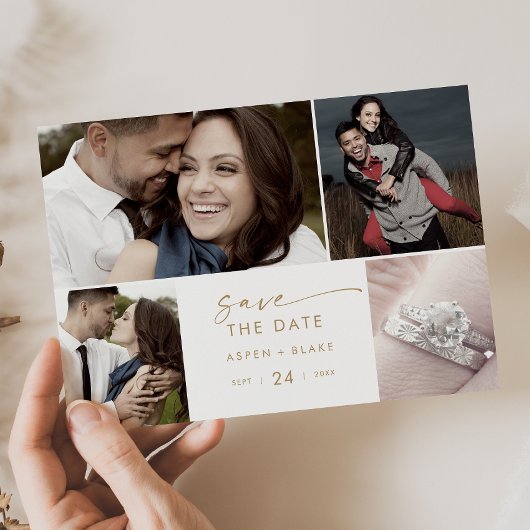 Save The Date Script Or Moderne 4 Photo Collage Enregistrer La D