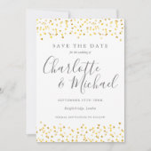Save The Date Script photo de confettis de cœurs dorés (Devant)