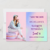 Save The Date Script photo holographique rose violet Sweet 16 (Devant)