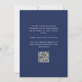Save The Date Script photo minimal Navy Blue QR Code (Dos)